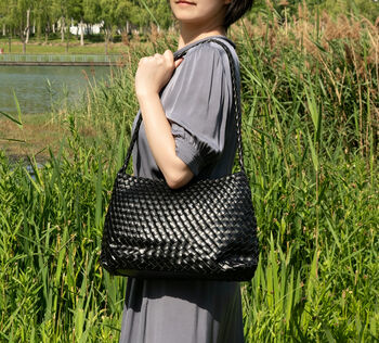 Hand Weaving Vegan Leather Shoulder Bag, 5 of 12