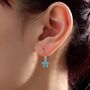 Sterling Silver Turquoise Blue Cz Flower Drop Dangle Earrings, thumbnail 1 of 11