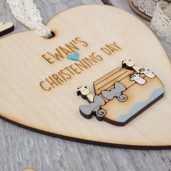 Personalised Noah's Ark Christening Or Baptism Heart, 2 of 5