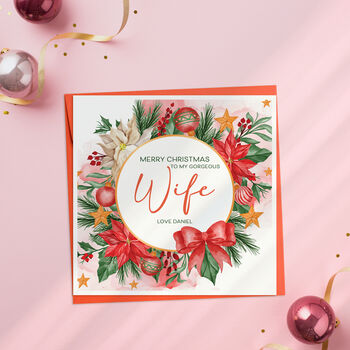 Merry Christmas Wife Card Poinsettia, 2 of 3