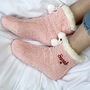 Embroidered Heart Valentine Super Soft Slipper Socks, thumbnail 3 of 5