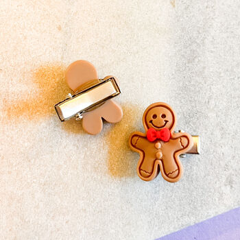 Gingerbread Man Christmas Hair Clips, 2 of 2