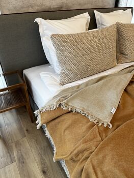 Puglia Cotton And Linen Modern, Double Sided Blanket Mustard, 5 of 6