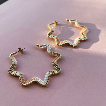 Handmade Jumbo Gold Star Hoop Earrings, 3 of 7