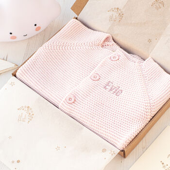 Toffee Moon Baby Girl's Pale Pink Personalised Cardigan, 11 of 12