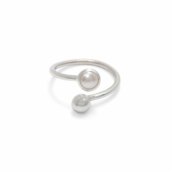 Adjustable Silver Birthstone Ring: Pearl, 3 of 5