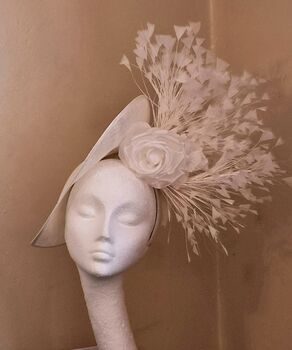 Ivory Hat With Feather Detail, 3 of 5