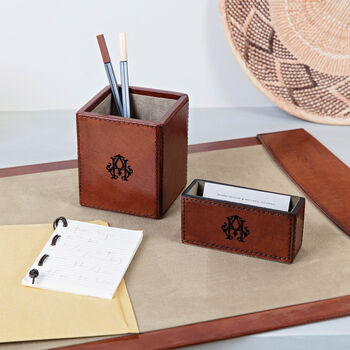 Monogram Leather Desk Set, Retirement Gift, 4 of 11