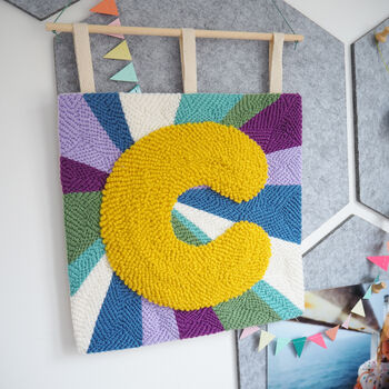 Personalised Punchneedle Yellow Letter Wall Art, 2 of 3
