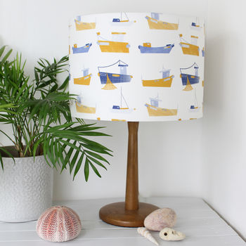 Seaside Boats Fabric Drum Lampshade, 3 of 3