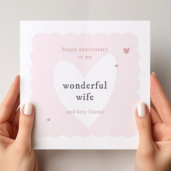 Pink Heart Design Wedding Anniversary Card For Wife, 2 of 4