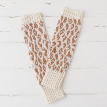 Leopard Lambswool Knitted Wrist Warmers, 7 of 12