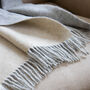 Pale Beige And Grey Merino Lambswool Throw, thumbnail 3 of 5