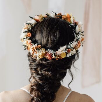 Gabriella Orange Dried Flower Crown Wedding Headband, 2 of 5