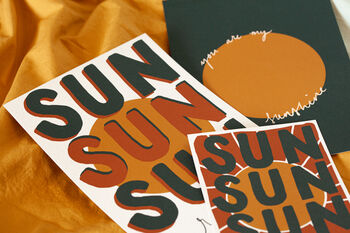 Sun Sun Sun Here It Comes Textured Hand Lettered Print, 3 of 7