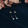 Extra Tiny Opal Ball Stud Earrings In Sterling Silver, thumbnail 2 of 12