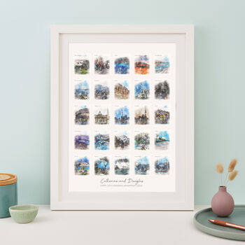 25th Anniversary Or Birthday Watercolour Places Print, 5 of 5