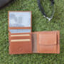 Personalised English Leather Tan Trifold Men's Wallet, thumbnail 4 of 12