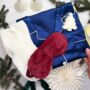 Luxury Christmas Pyjama Gift Set For Her – Royal Blue Satin Pjs, Eye Mask, Candle And Socks, thumbnail 1 of 9