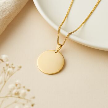 Personalised 12mm Solid 9ct Gold Disc Pendant Necklace, 2 of 9