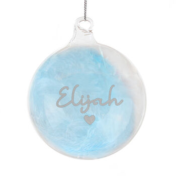 Personalised Pink Or Blue Feather Glass Bauble – Christmas Tree Decorations, 10 of 10