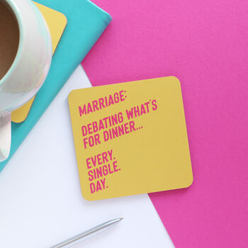 Debating What's For Dinner Marriage Coaster, 2 of 5