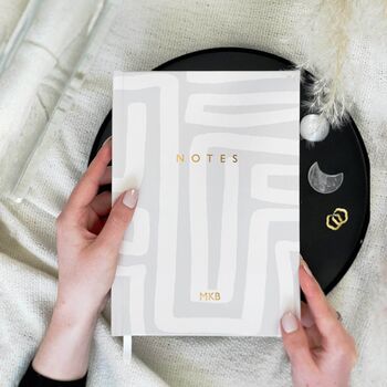 Personalised Monogram Hardcover Abstract Lined Notebook, 2 of 9