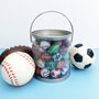 Personalised Gift Bucket Of Chocolate Sports Balls, thumbnail 1 of 2