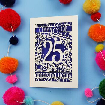 Silver Wedding Anniversary Card 25 Amazing Years, 10 of 11