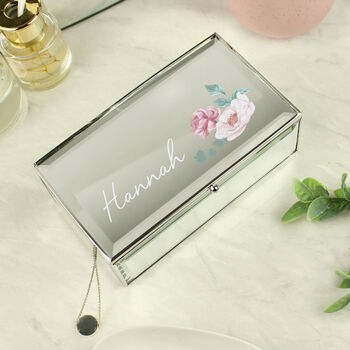 Personalised Floral Mirrored Jewellery Box, 2 of 5