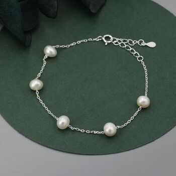 Sterling Silver Freshwater Pearl Beaded Bracelet, 3 of 10