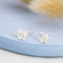 Dainty Flower Stud Earrings In Sterling Silver, thumbnail 7 of 11