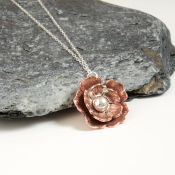 Copper Flower And Silver Necklace, 3 of 5