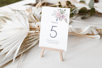Wedding Table Names In Lilac And Pink Florals, 3 of 4
