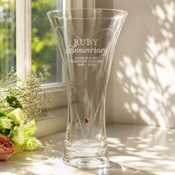 Ruby Wedding Anniversary Gifts Personalised Crystal Glass Vase, 3 of 7