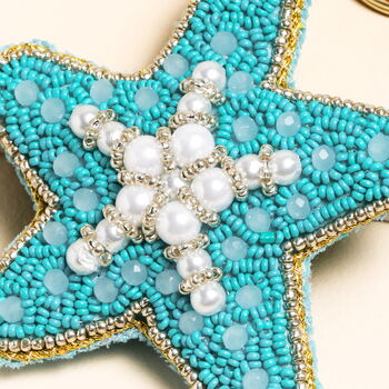 Beaded Freshwater Pearl Starfish Keyring And Bag Charm, 2 of 2