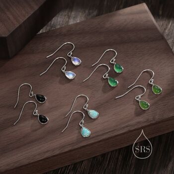 Genuine Jasper Jade Droplet Drop Hook Earrings, 2 of 10