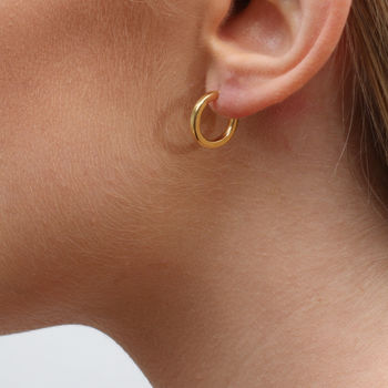 18ct Rose Gold Plated Huggie Mini Hoop Earrings, 2 of 6