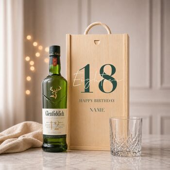 Personalised 18th Birthday Whisky Gift Set With Custom Lid, 5 of 11
