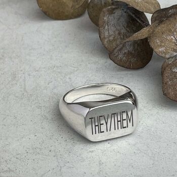 Lgbtq Jewellery They Them Pronoun Ring Sterling Silver, 8 of 9