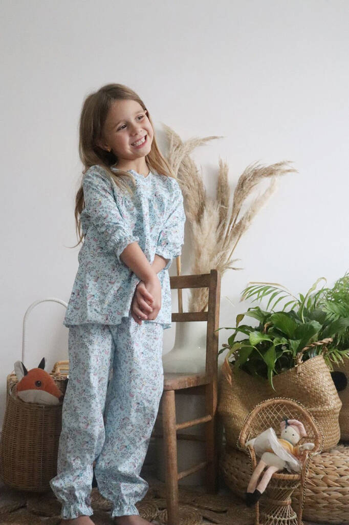 Children's Cotton Pyjama Set Blue Cosmic Moon And Star By Fox In A Box ...