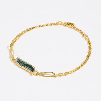 Wave Symphony Double Chain Bracelet Malachite, 2 of 3