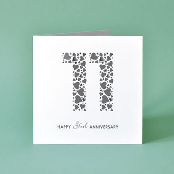 Love Hearts Steel 11th Anniversary Card, 2 of 3