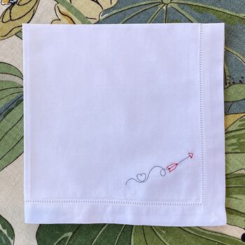 Arrow And Heart Embroidered Napkin, 2 of 3