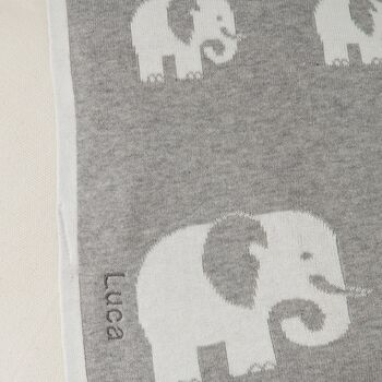 Grey And White Reversible Elephant Cotton Blanket, 2 of 2
