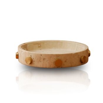 Travertine Tray With Brass Stud Detailing, 2 of 2