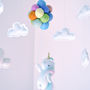 Unicorn Nursery Mobile Flying With Rainbow Balloons, thumbnail 3 of 9