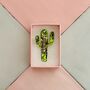 The 'Desert Sparkle' Cactus Glitter Brooch / Botanical Gift For Her /Green Succulent Brooch / Birthday Gift For Plant Lovers, thumbnail 6 of 6
