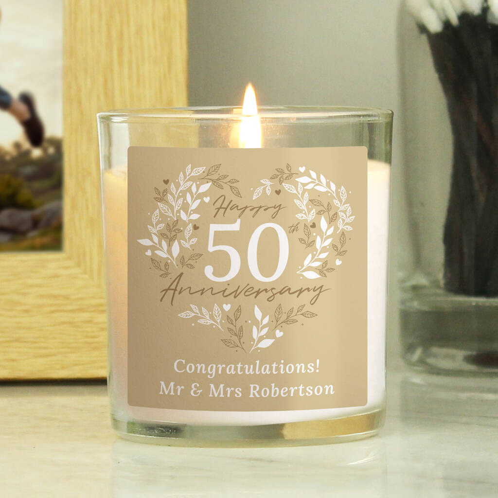 Personalised 50th Golden Wedding Anniversary Candle Jar By Uniqueful