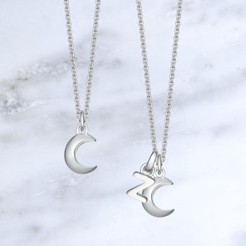Sterling Silver Moon Initial Necklace, 7 of 7